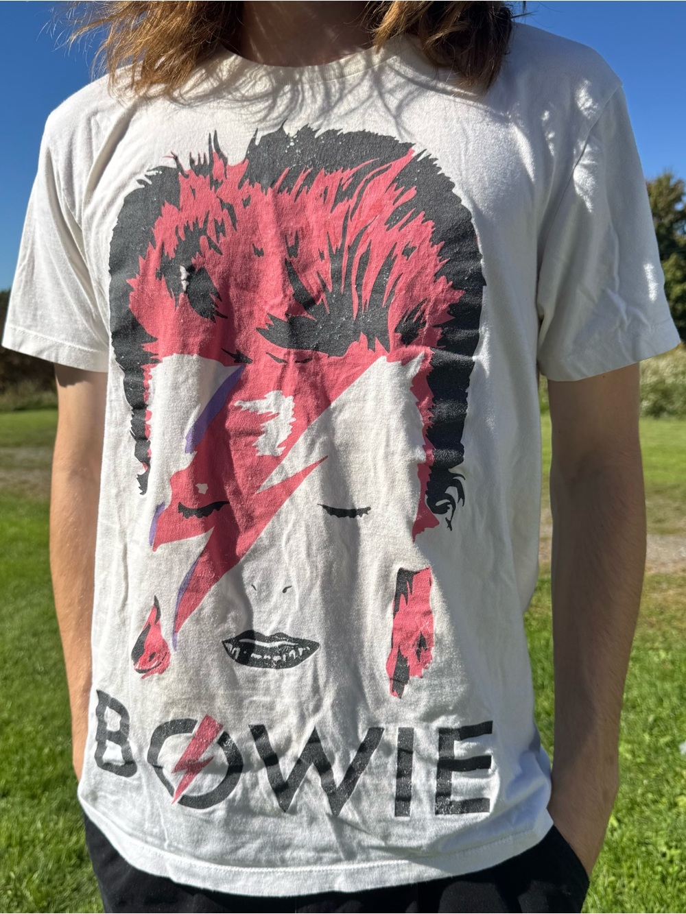 David Bowie 2018 Aladdin Sane T-Shirt Size L Duffy Archive White Graphic Tee
